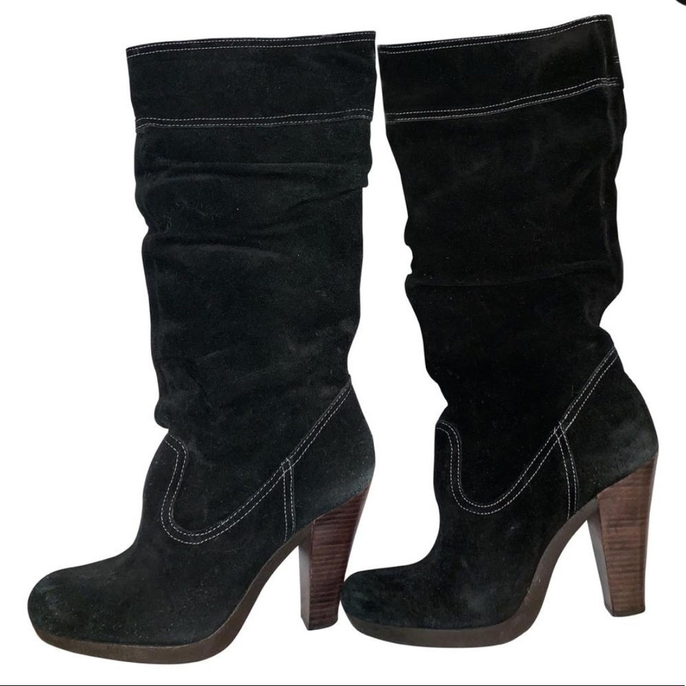 Black Michael Kors suede slouch boot